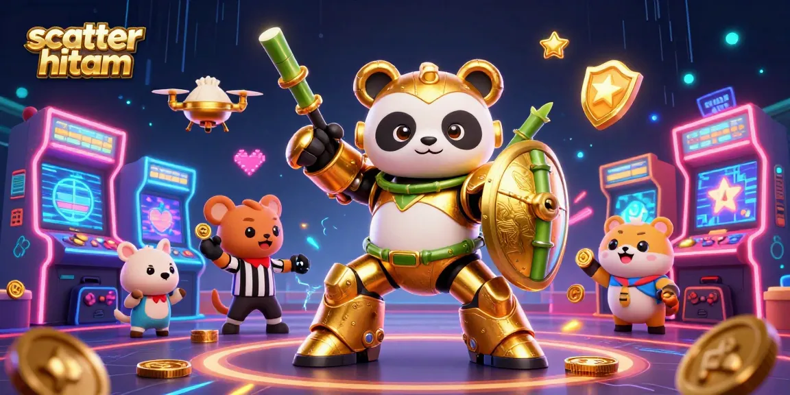 Play scatter hitam in a vibrant 3D casino-themed illustration with dynamic game elements.