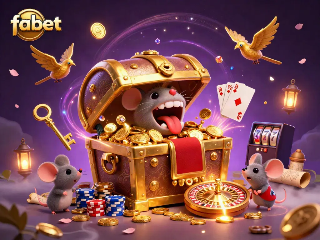 Engage with fabet’s vibrant gaming atmosphere featuring golden treasures and dynamic casino elements.