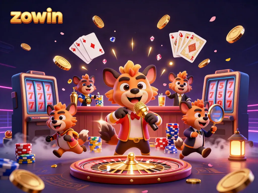 Experience the lively casino atmosphere with Zowin as hyenas entertain and engage the crowd.