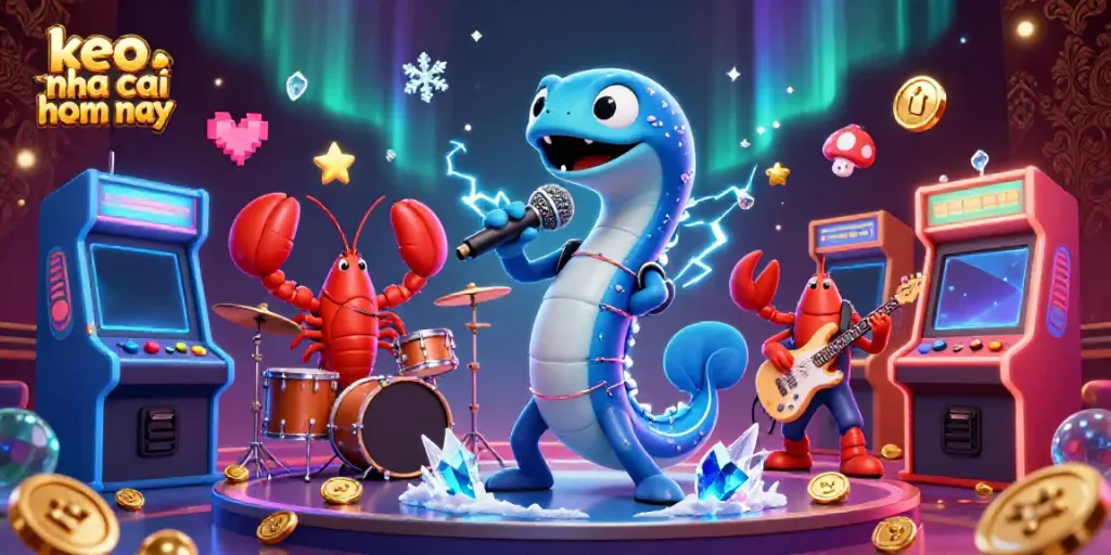 Experience the excitement of keo nha cai hom nay with this vibrant underwater casino scene featuring dynamic characters and glowing game elements.
