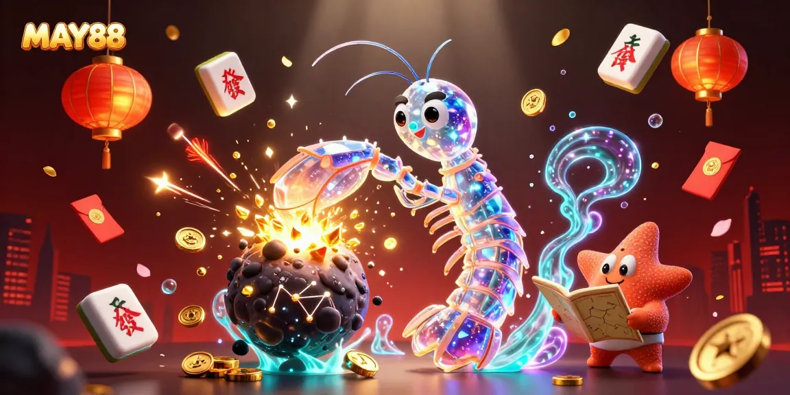MAY88 showcases a vibrant explosion of coins amidst a cosmic scene, representing thrilling online casino experiences.