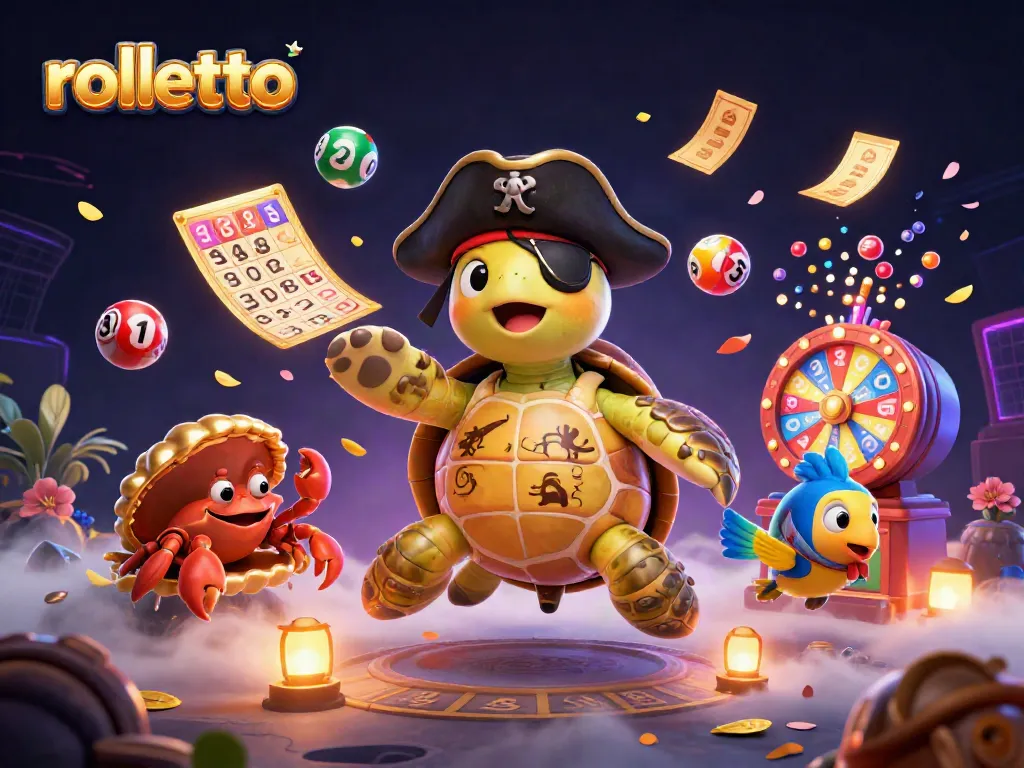 Experience the thrill of gaming at Rolletto with a vibrant, detailed scene featuring unique characters and dynamic elements representing a lottery theme.