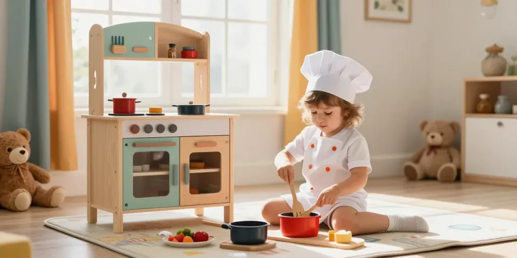 Engaging wooden kitchen set for children enhancing playtime creativity.