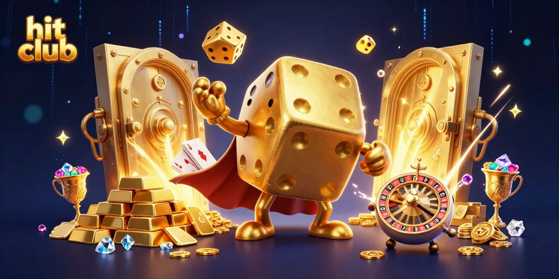 Join the action at hit club where golden dice and treasures abound in a vibrant casino setting.